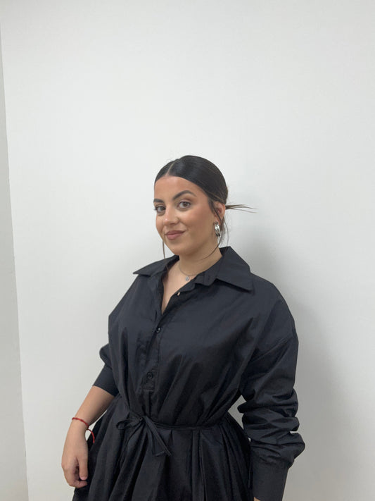 VESTIDO CAMISERO GLOBO NEGRO